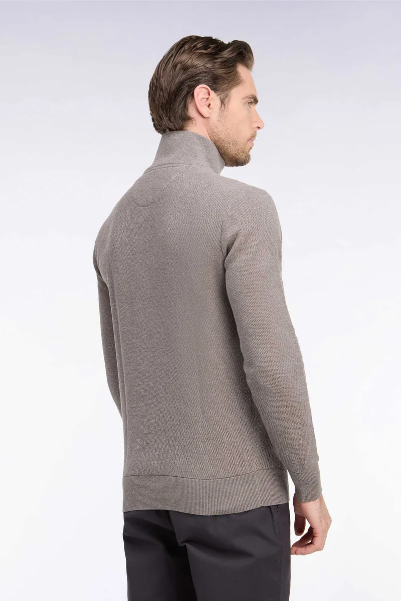Pull col camionneur en coton marron coupe droite