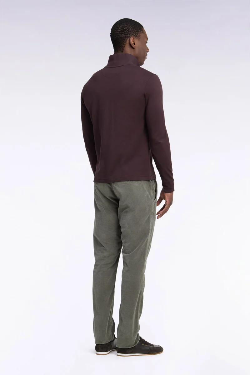 Pantalon chino sans plis en velours côtelé kaki clair coupe regular