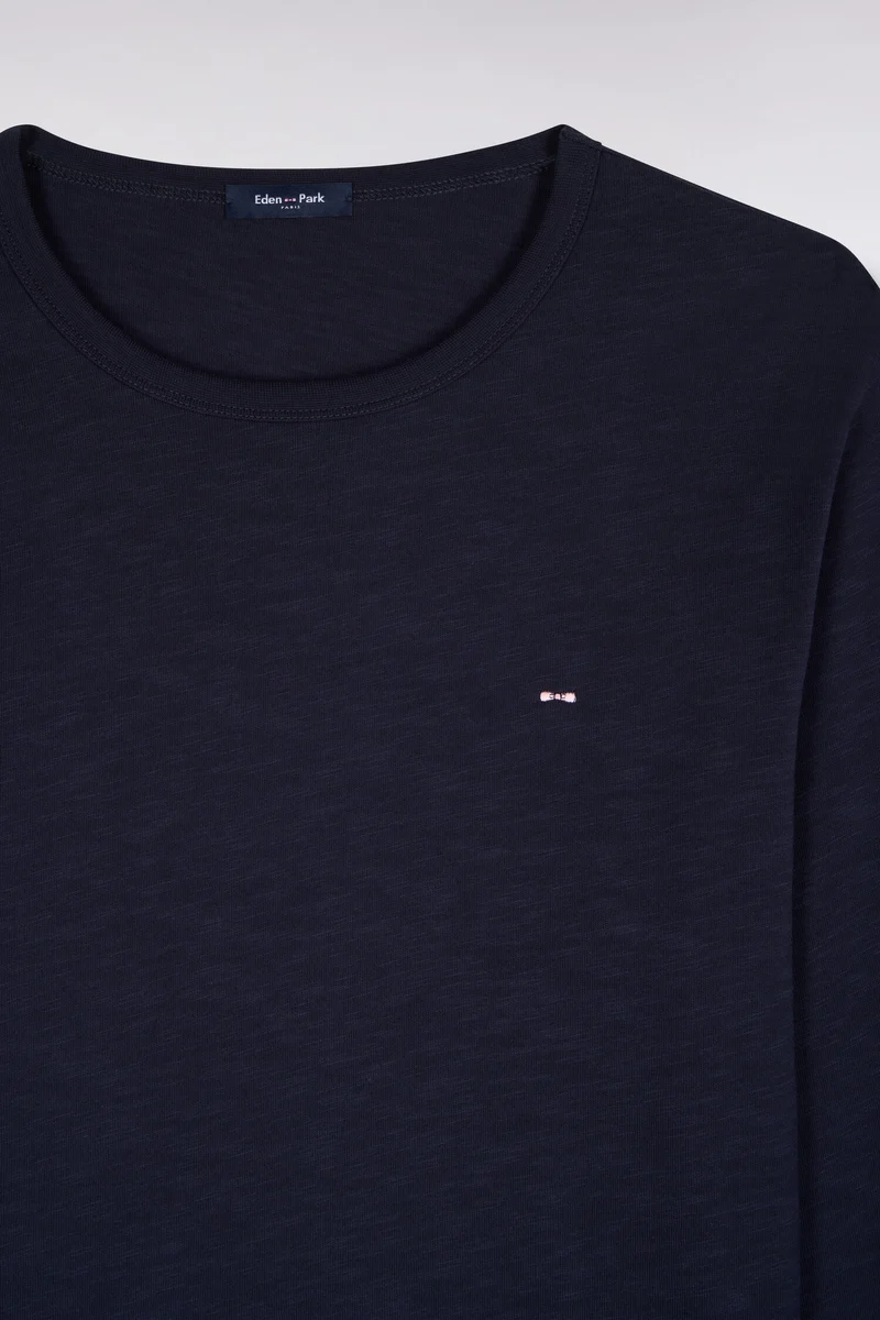 T-shirt manches longues en coton marine coupe ajustée