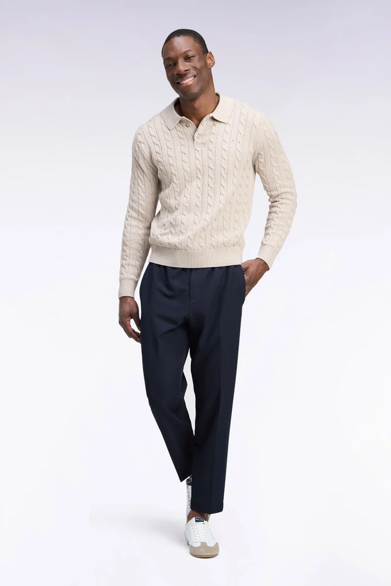 Pantalon à taille élastiquée en nylon stretch technique marine coupe Modern
