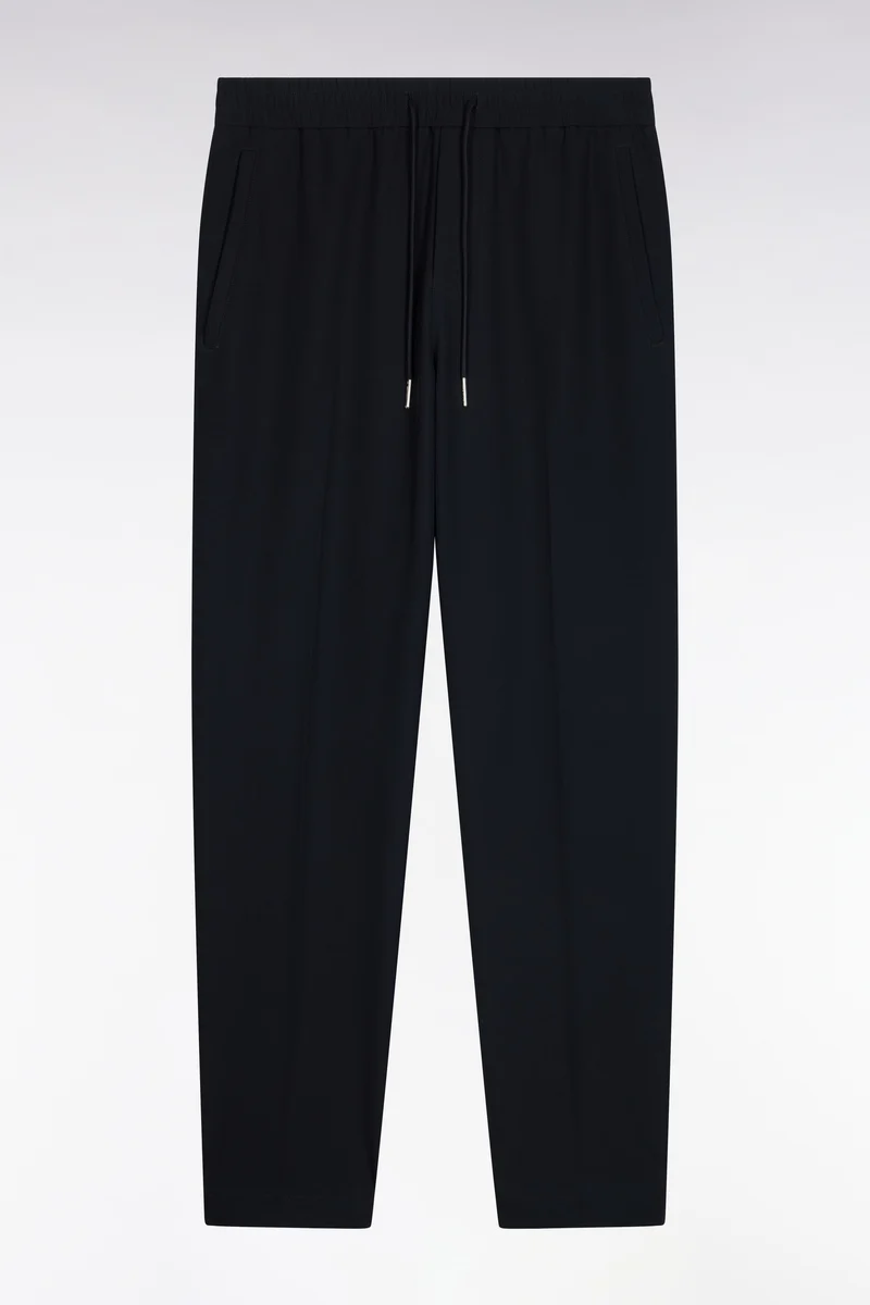 Pantalon à taille élastiquée en nylon stretch technique marine coupe Modern