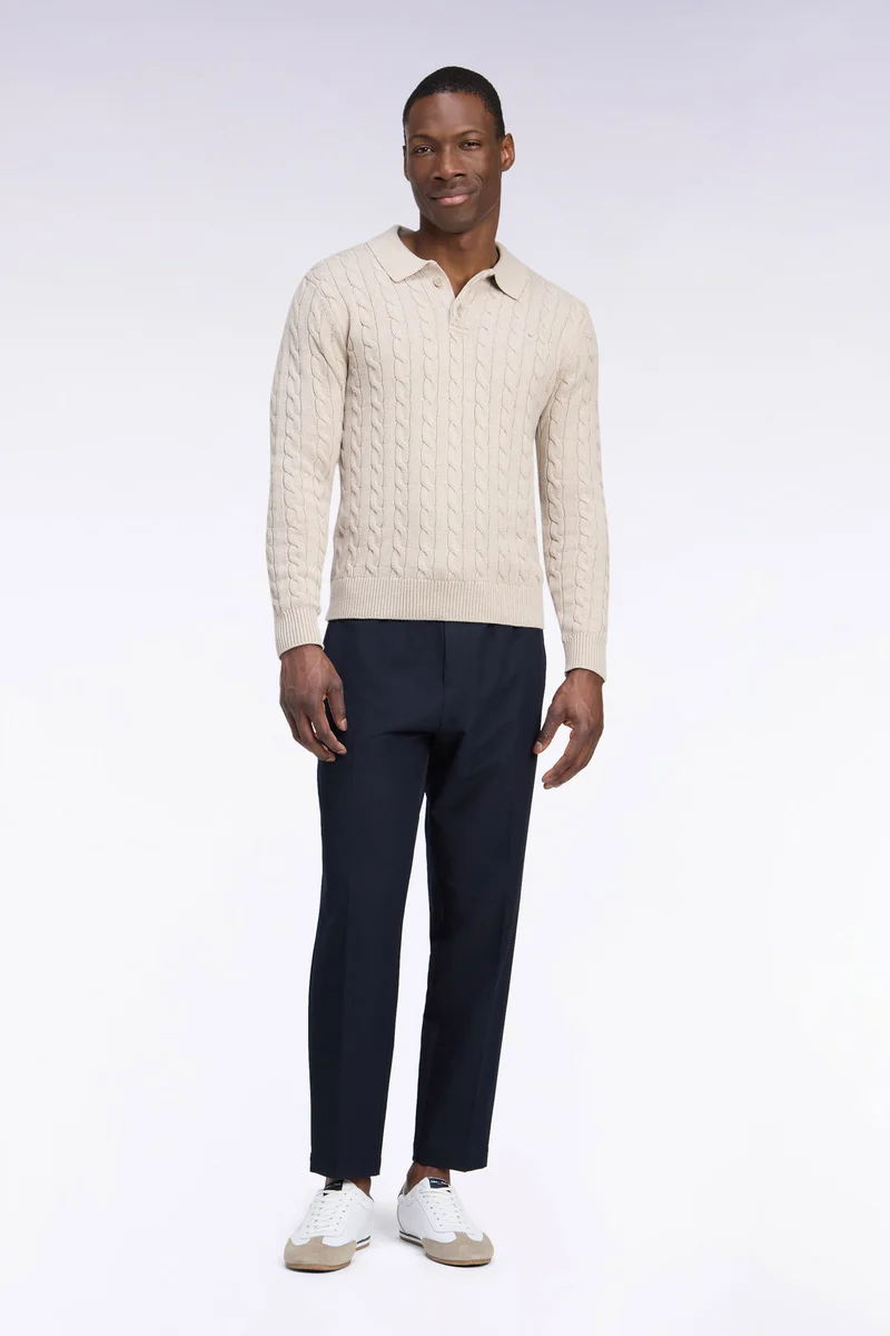 Pantalon à taille élastiquée en nylon stretch technique marine coupe Modern