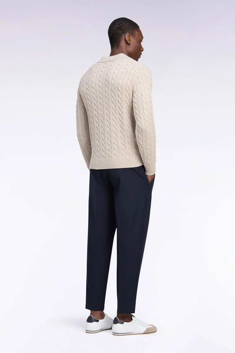 Pantalon à taille élastiquée en nylon stretch technique marine coupe Modern