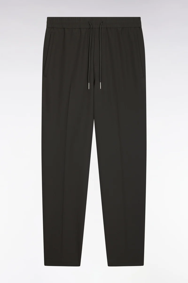 Pantalon à taille élastiquée en nylon stretch technique kaki coupe Modern