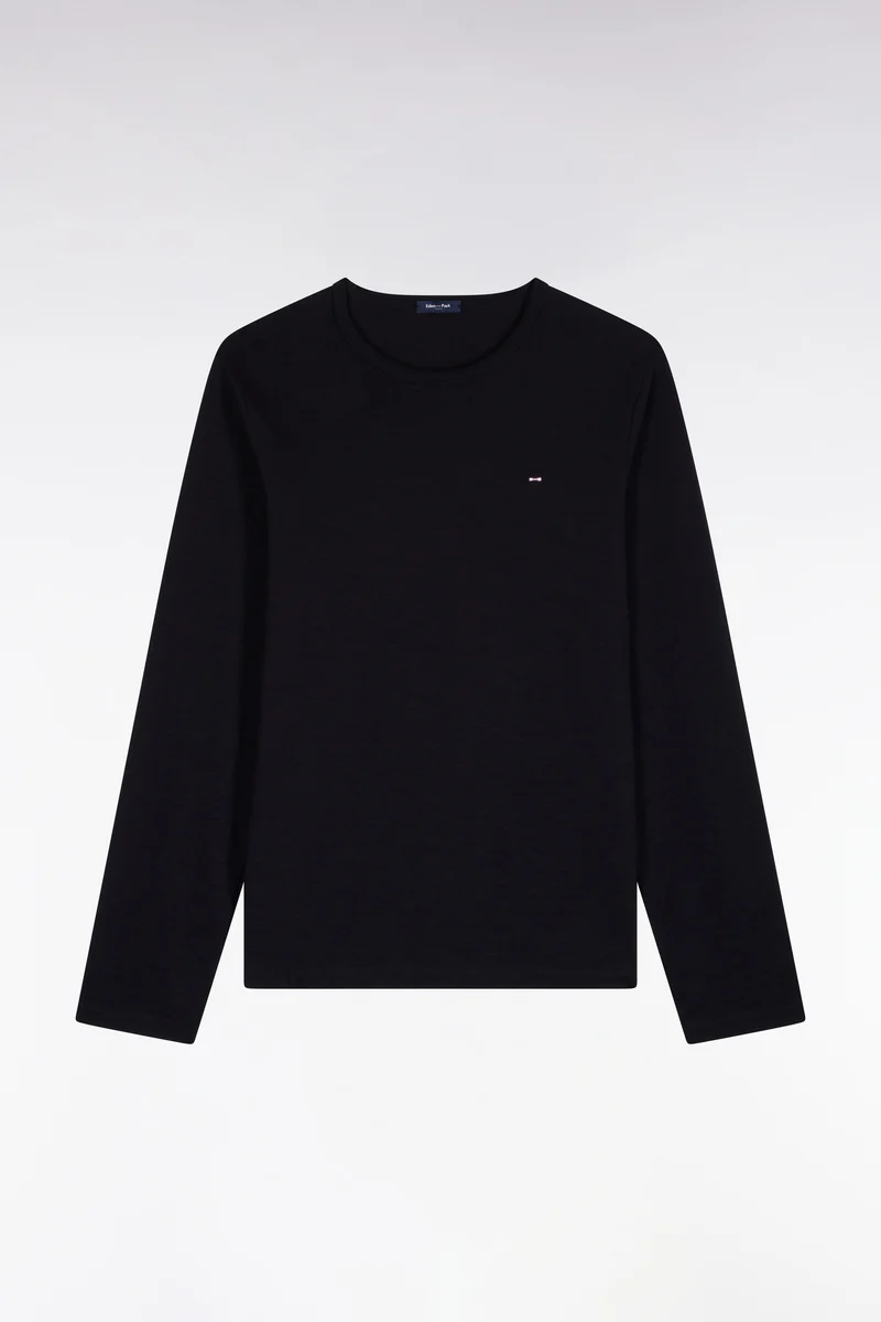 T-shirt manches longues en coton noir coupe ajustée