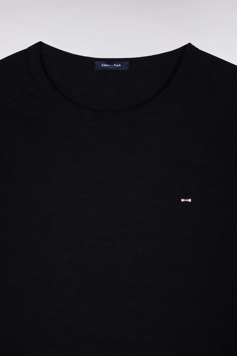 T-shirt manches longues en coton noir coupe ajustée