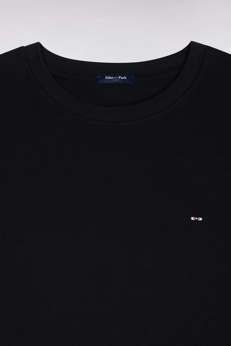 T-shirt manches courtes en coton noir coupe droite