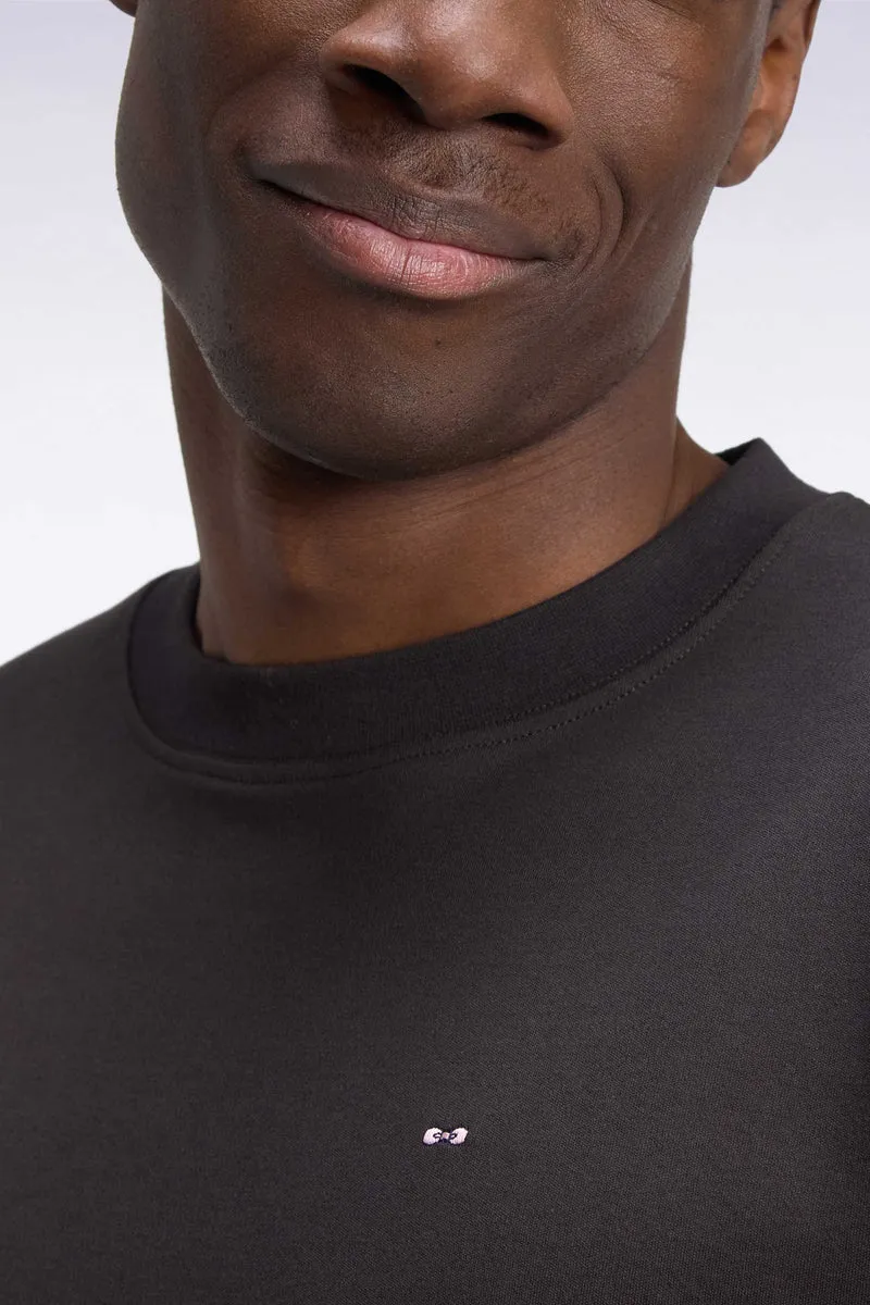 T-shirt col rond unisexe à manches courtes en coton mercerisé marron coupe loose