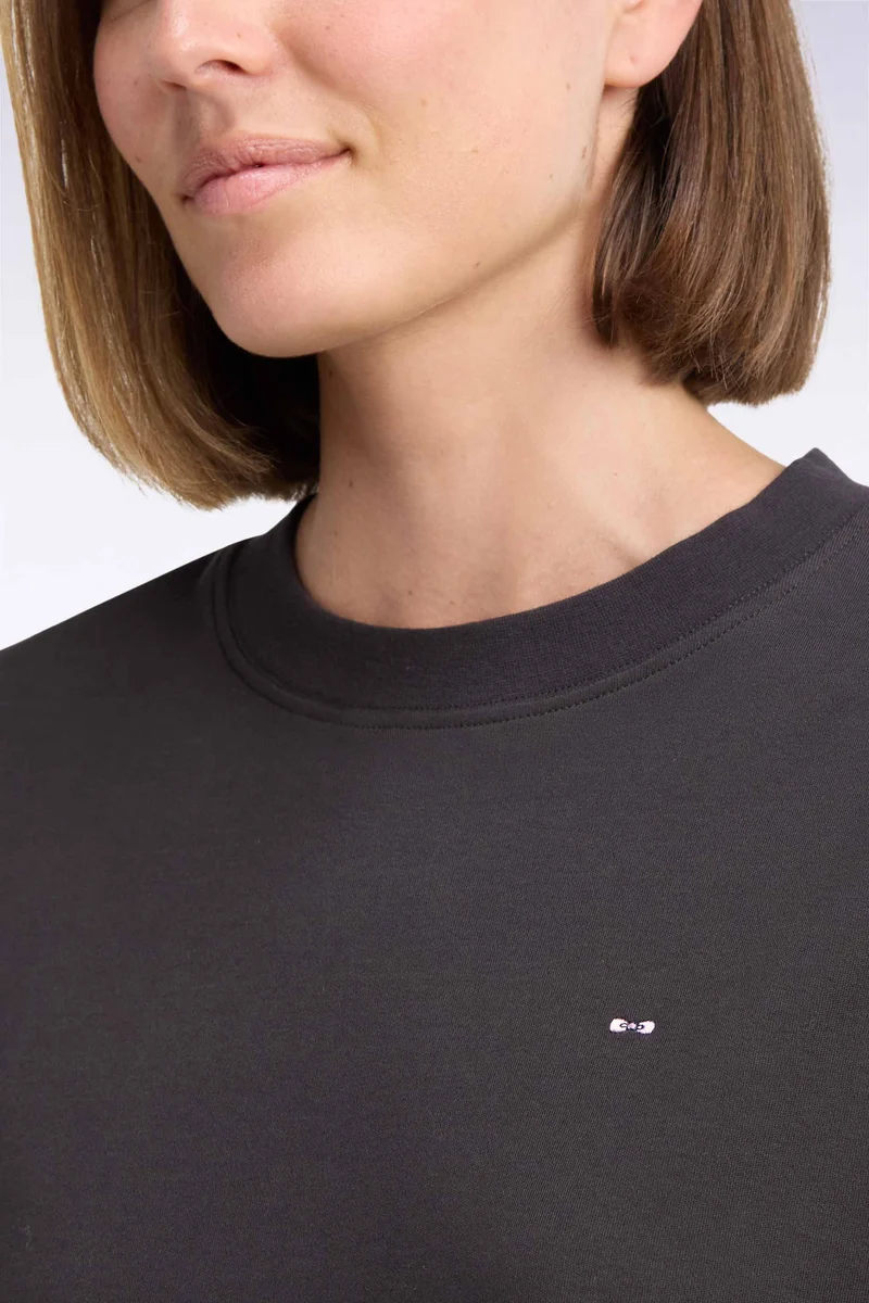 T-shirt col rond unisexe à manches courtes en coton mercerisé marron coupe loose