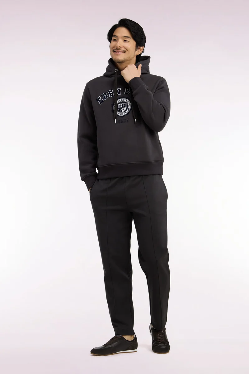 Jogging en interlock de coton stretch marron coupe droite