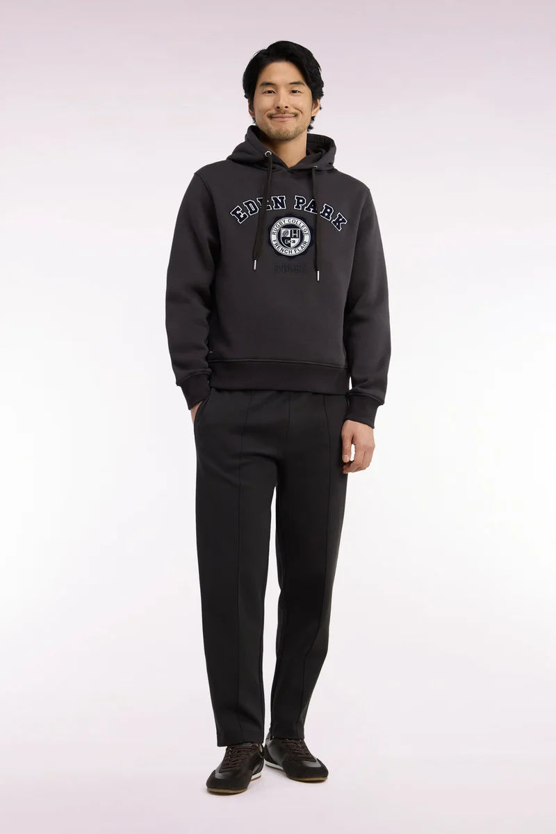 Jogging en interlock de coton stretch marron coupe droite