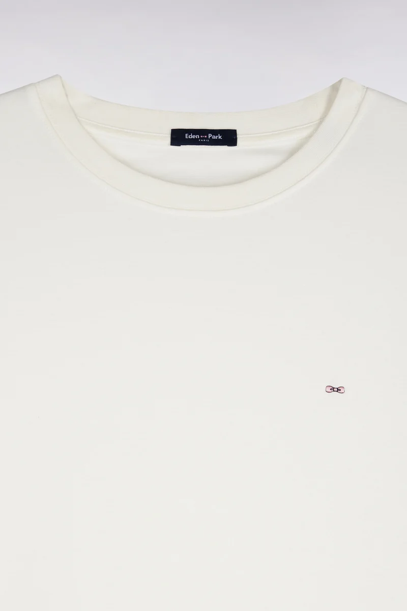 T-shirt manches courtes en coton écru coupe droite