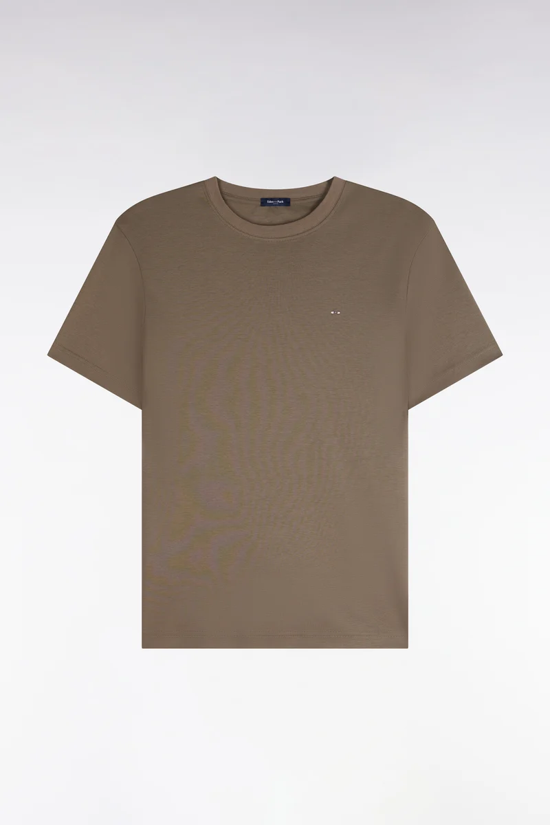 T-shirt manches courtes en coton beige coupe droite