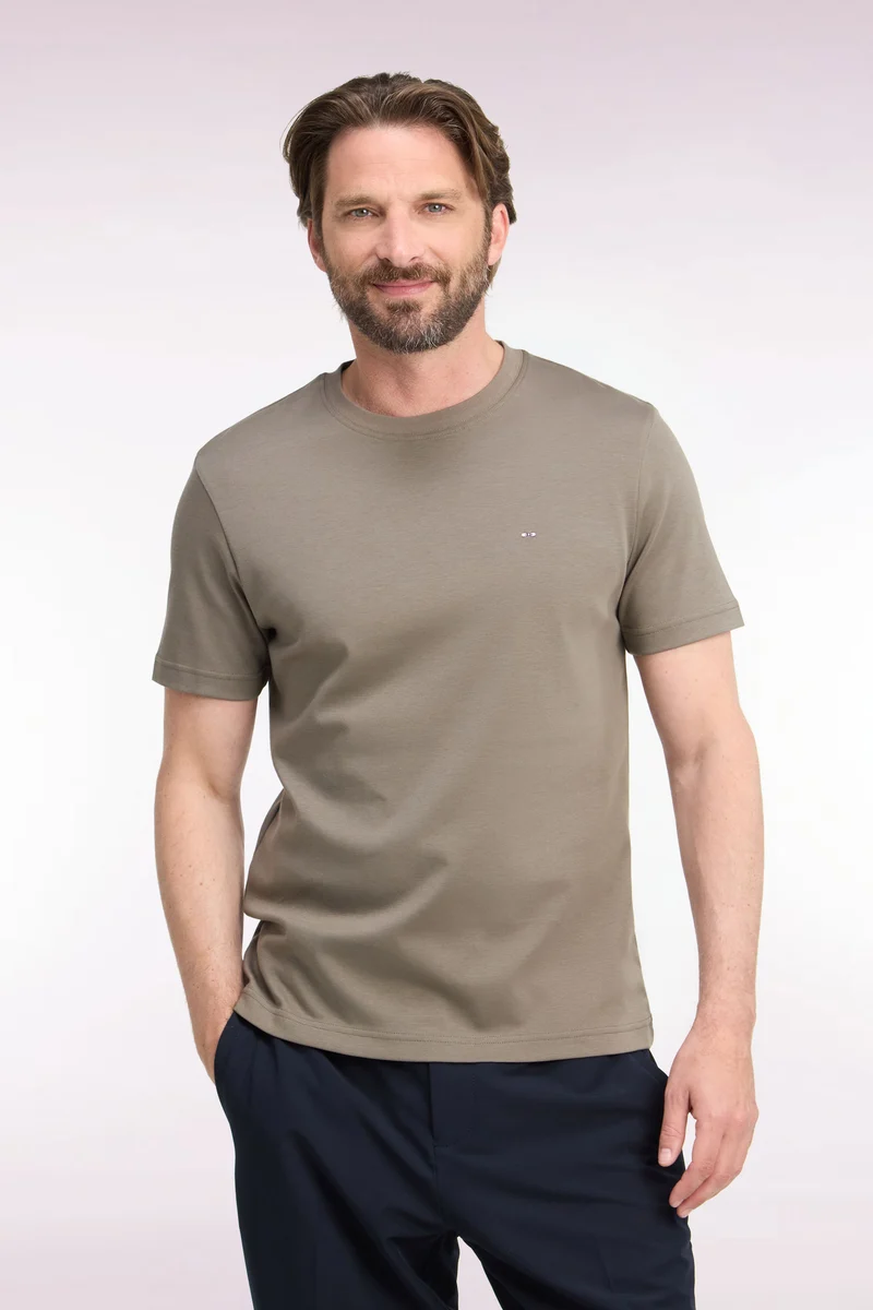 T-shirt manches courtes en coton beige coupe droite