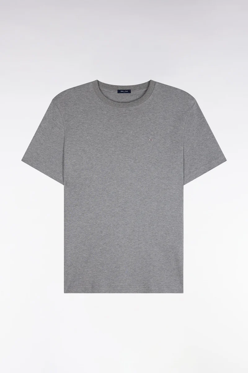 T-shirt manches courtes en coton gris coupe droite
