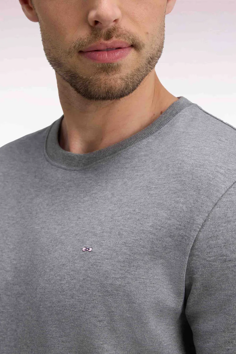 T-shirt manches courtes en coton gris coupe droite
