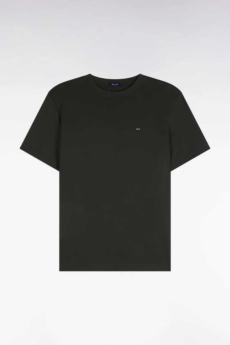 T-shirt manches courtes en coton kaki coupe droite