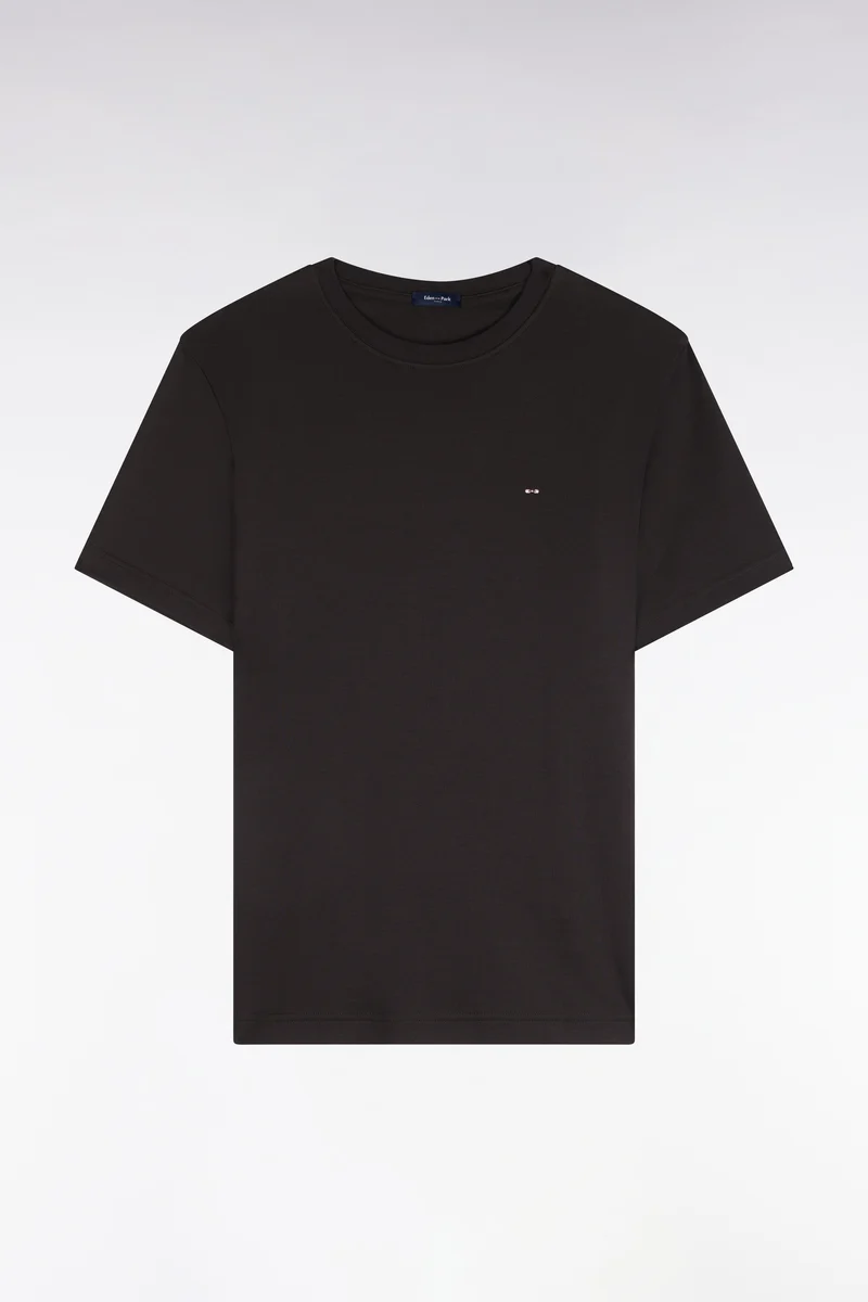 T-shirt manches courtes en coton marron coupe droite