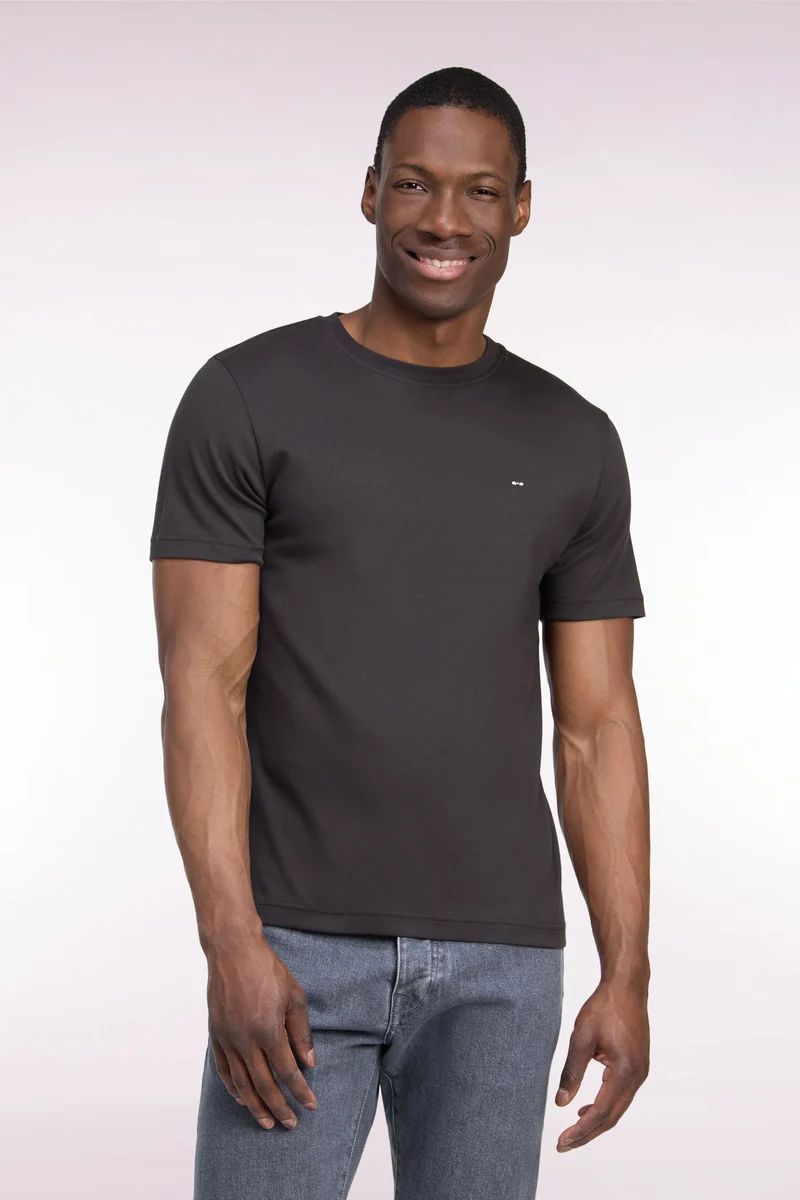 T-shirt manches courtes en coton marron coupe droite