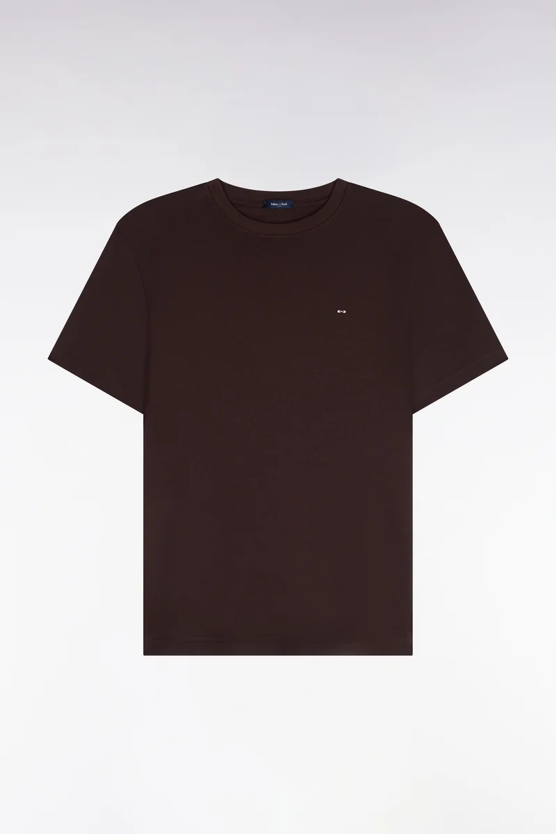 T-shirt manches courtes en coton marron coupe droite