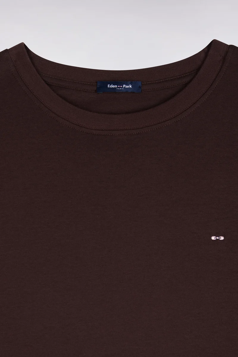 T-shirt manches courtes en coton marron coupe droite