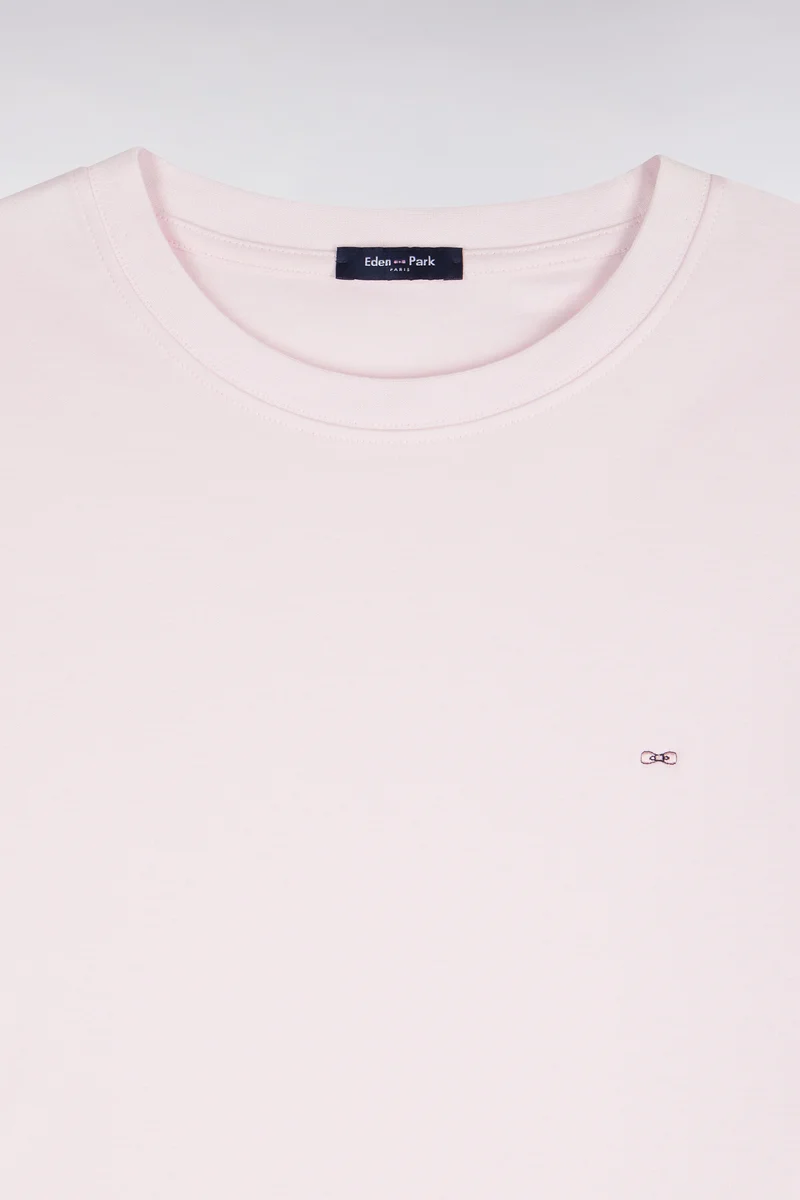 T-shirt manches courtes en coton rose coupe droite