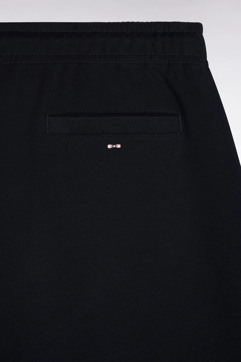 Jogging en interlock de coton stretch marine coupe droite