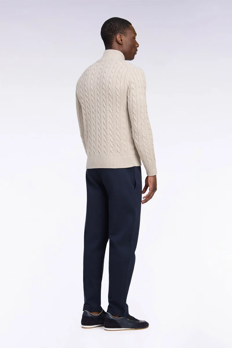 Jogging en interlock de coton stretch marine coupe droite