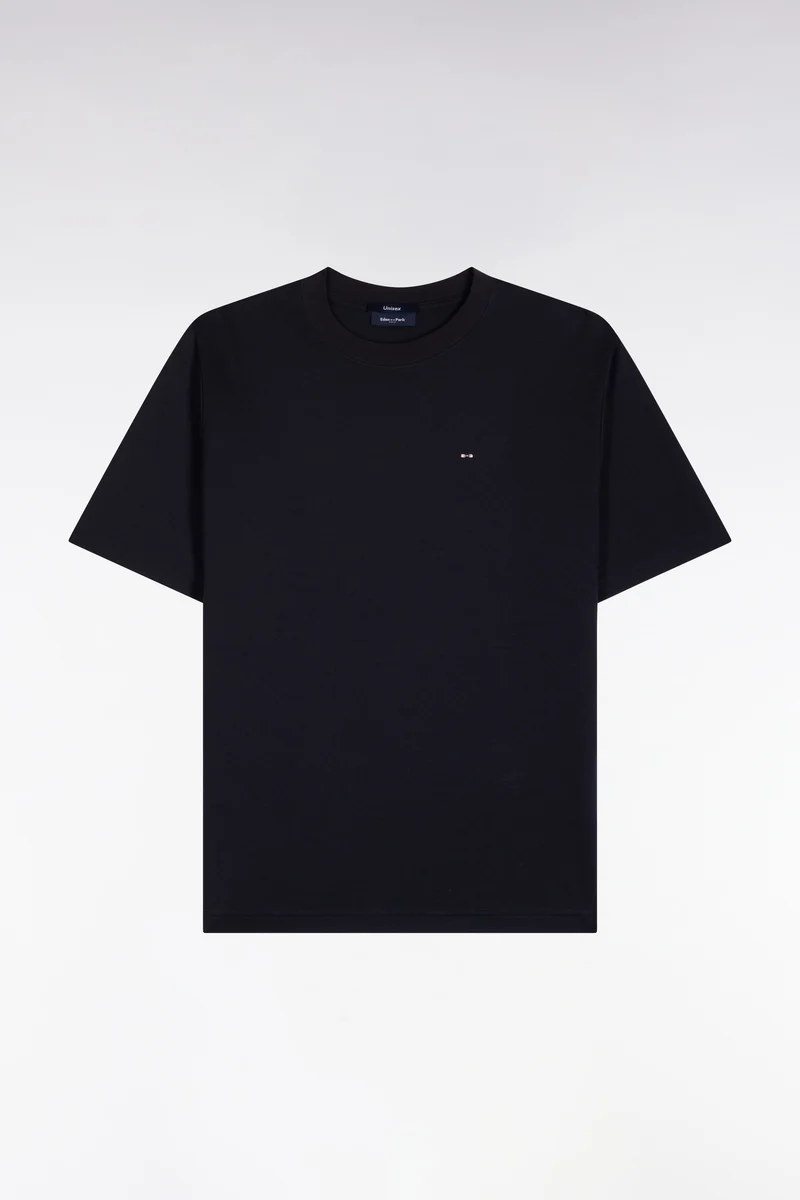 T-shirt manches courtes en coton marine coupe droite
