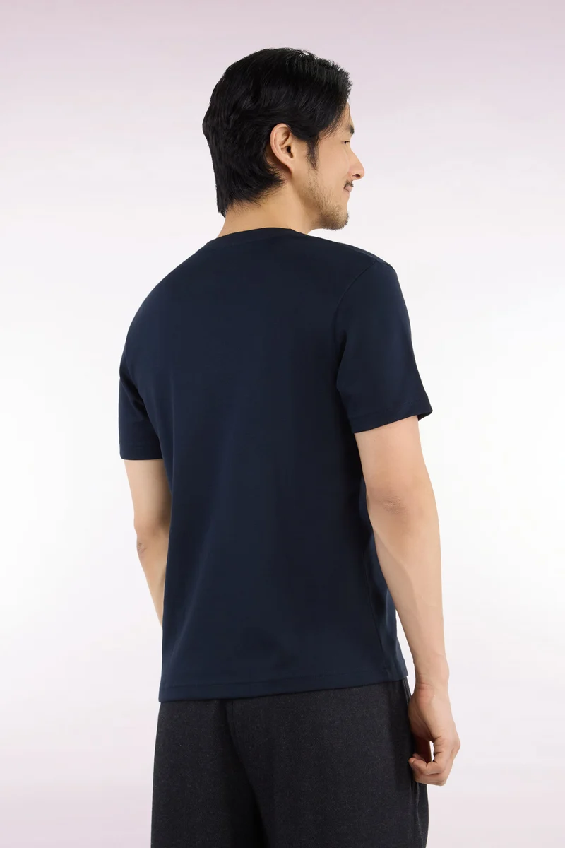 T-shirt manches courtes en coton marine coupe droite