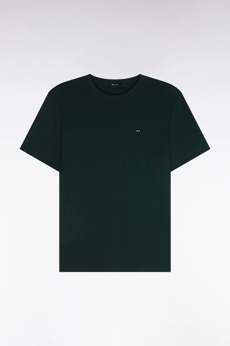 T-shirt manches courtes en coton vert foncé coupe droite