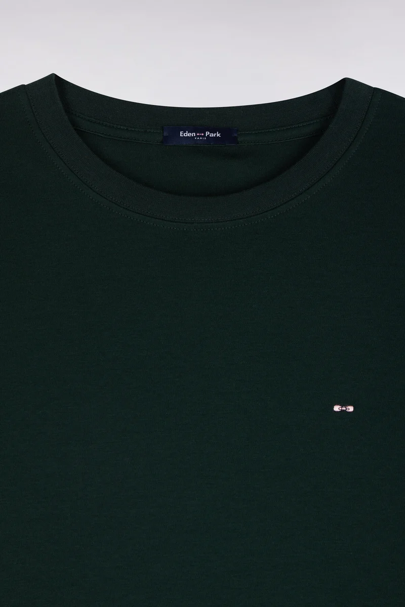 T-shirt manches courtes en coton vert foncé coupe droite