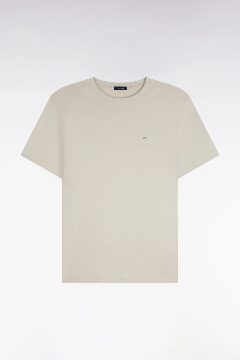T-shirt manches courtes en coton grège coupe droite