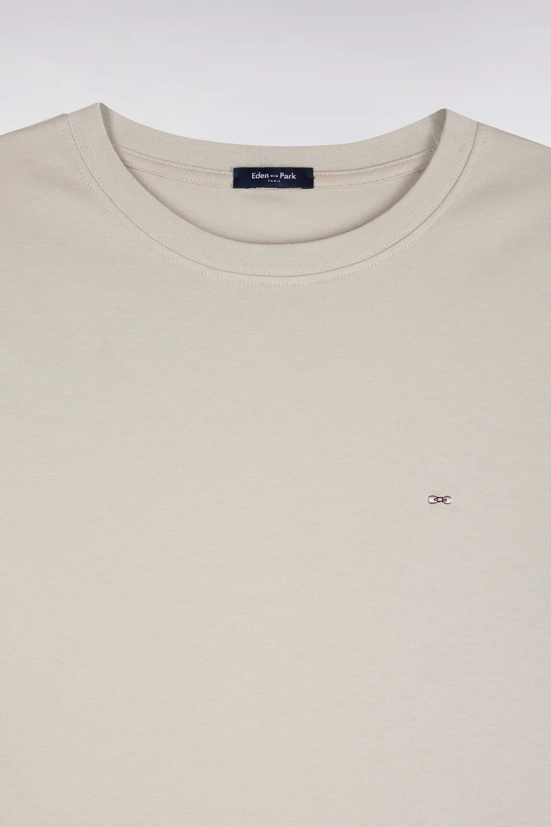 T-shirt manches courtes en coton grège coupe droite