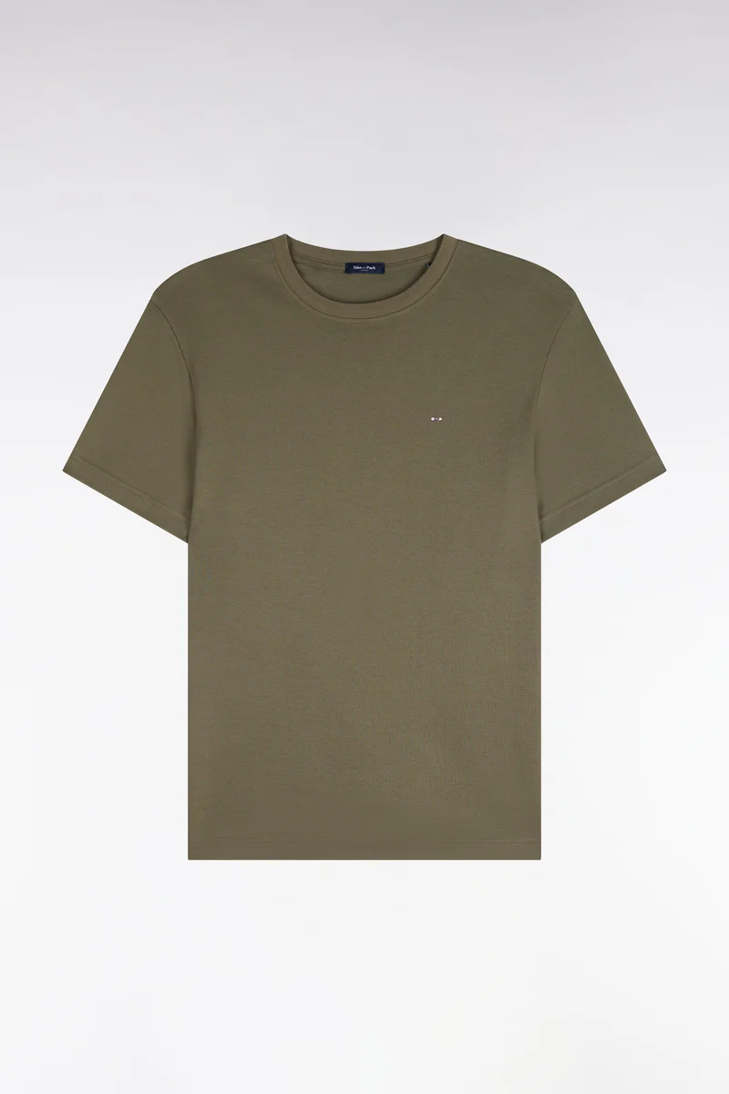 T-shirt manches courtes en coton vert olive coupe droite