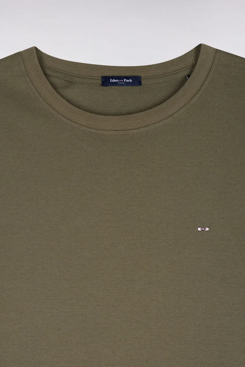 T-shirt manches courtes en coton vert olive coupe droite