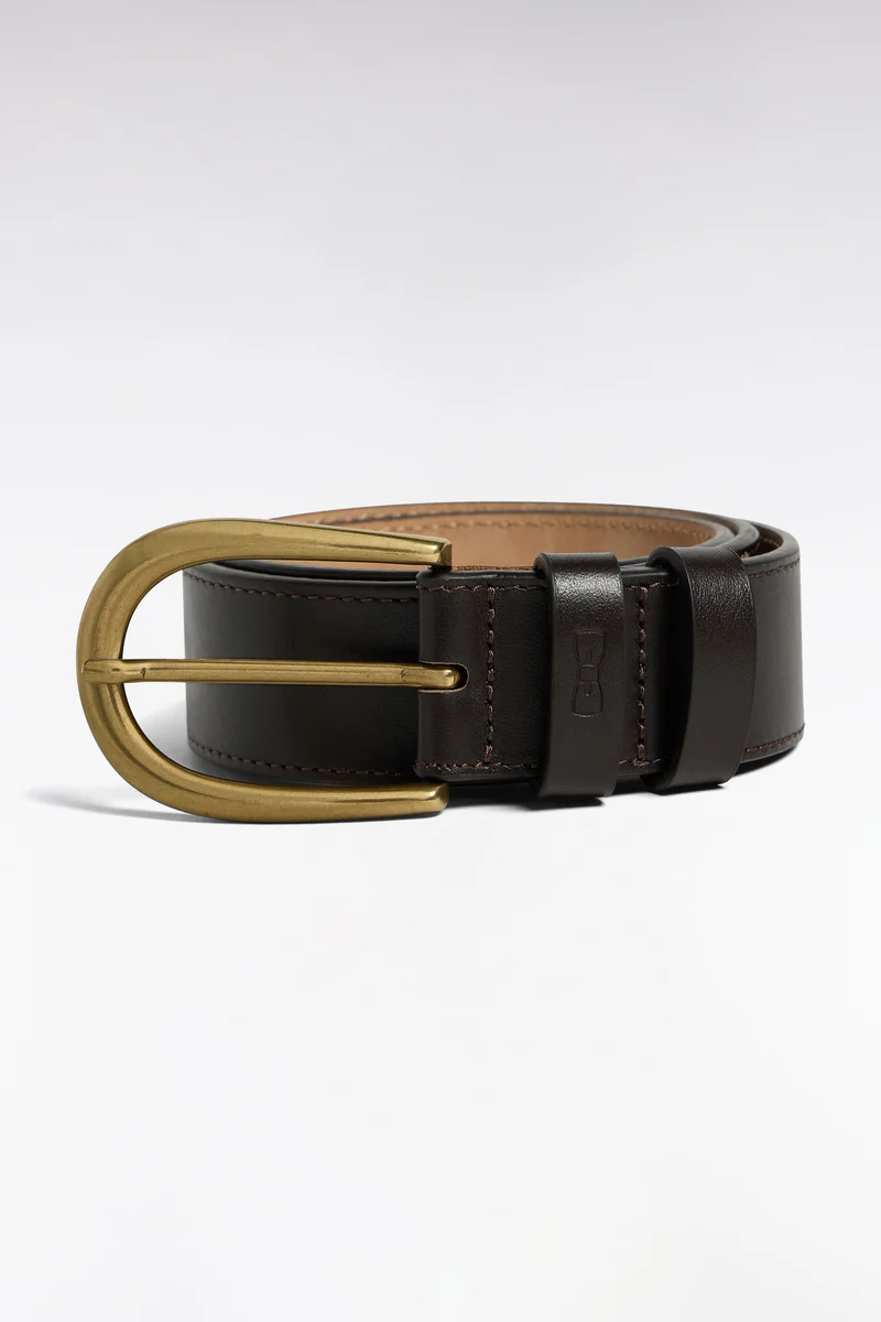 Ceinture en cuir lisse marron