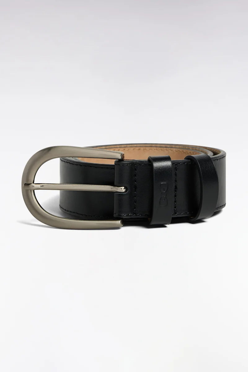 Ceinture en cuir lisse noire