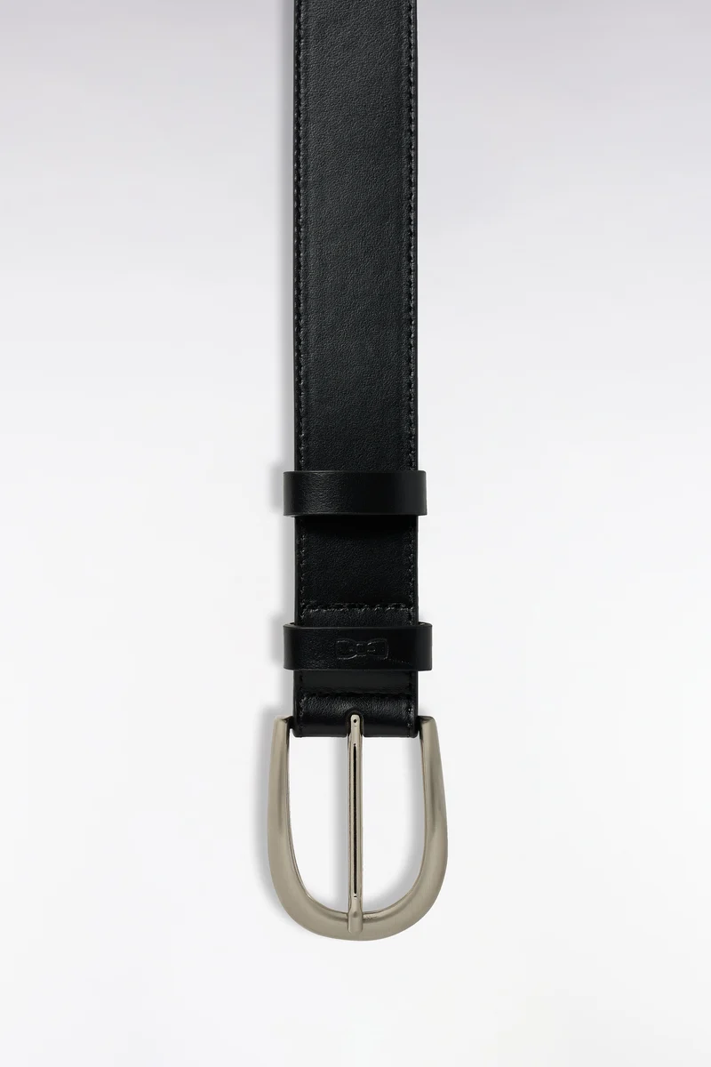Ceinture en cuir lisse noire