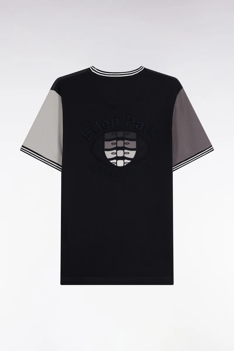 T-shirt à manches courtes bicolore gris coupe droite