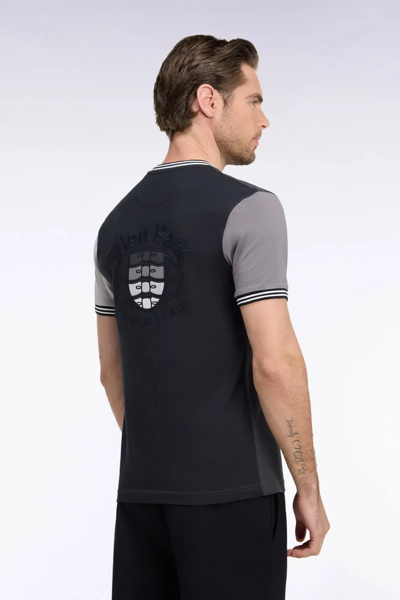 T-shirt à manches courtes bicolore gris coupe droite