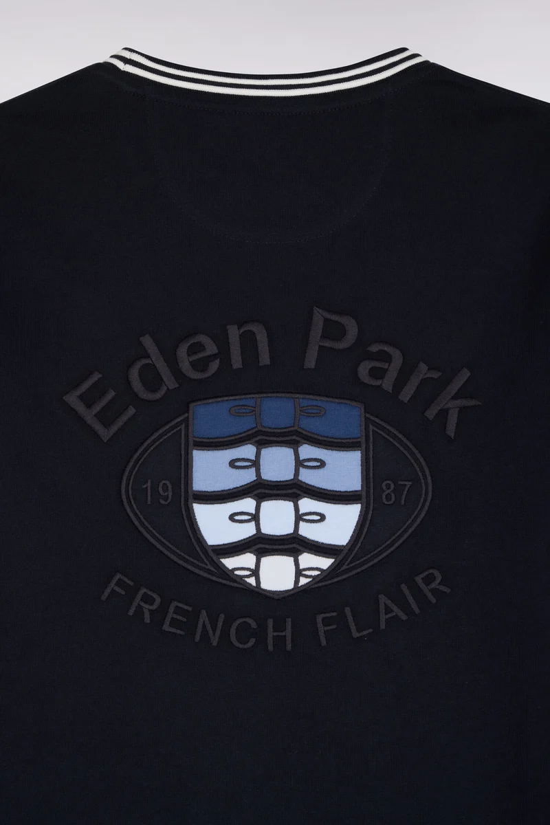 T-shirt à manches courtes bicolore bleu coupe droite