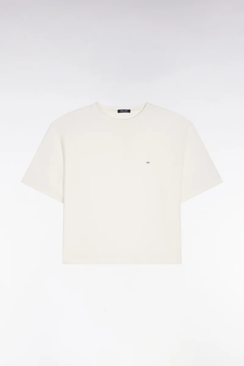 T-shirt manches courtes en modal stretch écru coupe ample