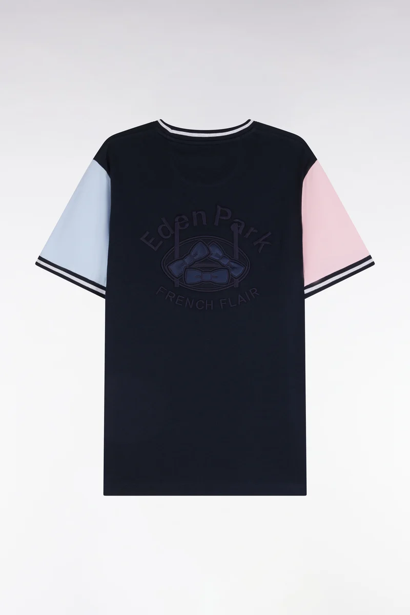 T-shirt manches courtes en coton tricolore coupe droite