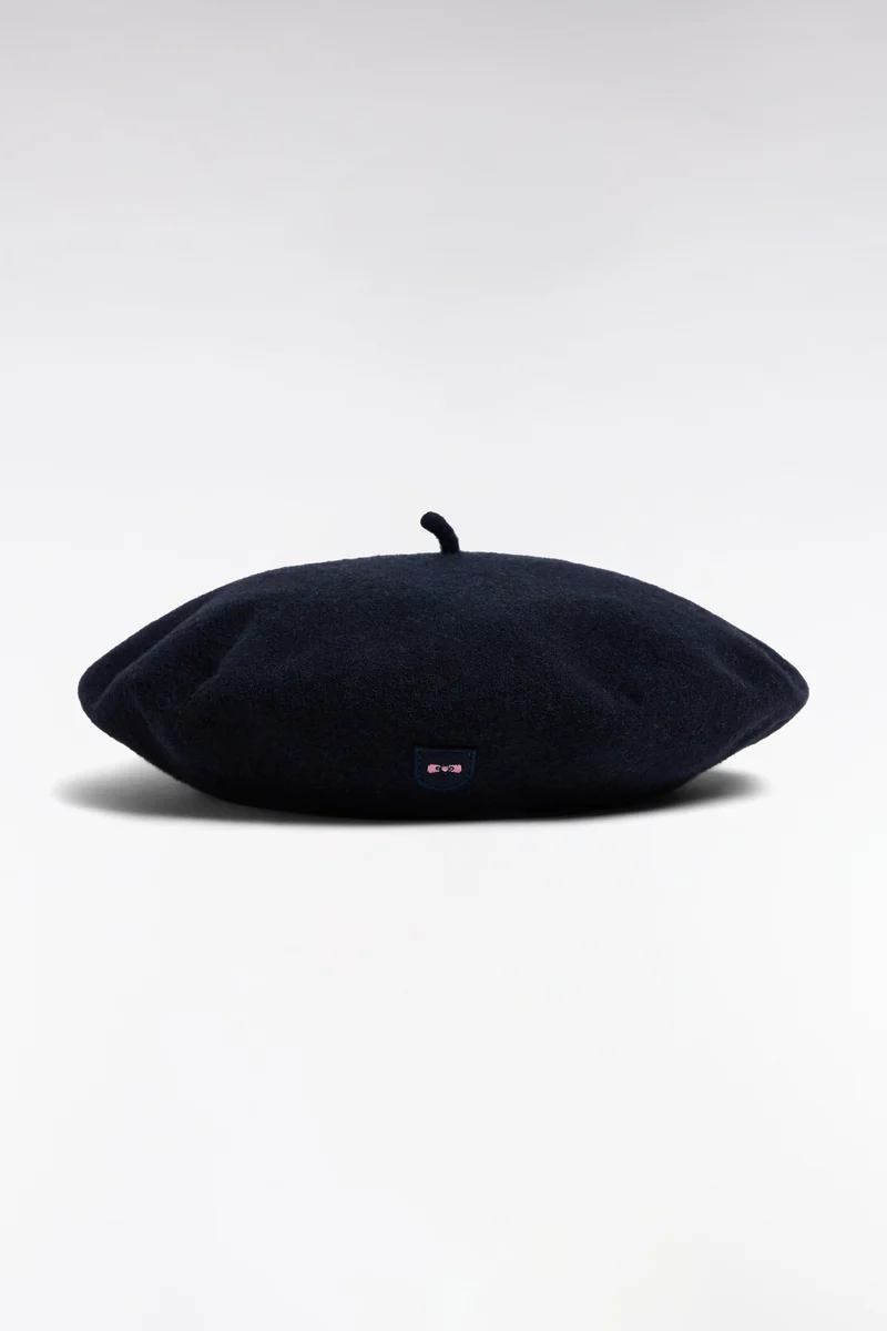 Béret en laine vierge marine