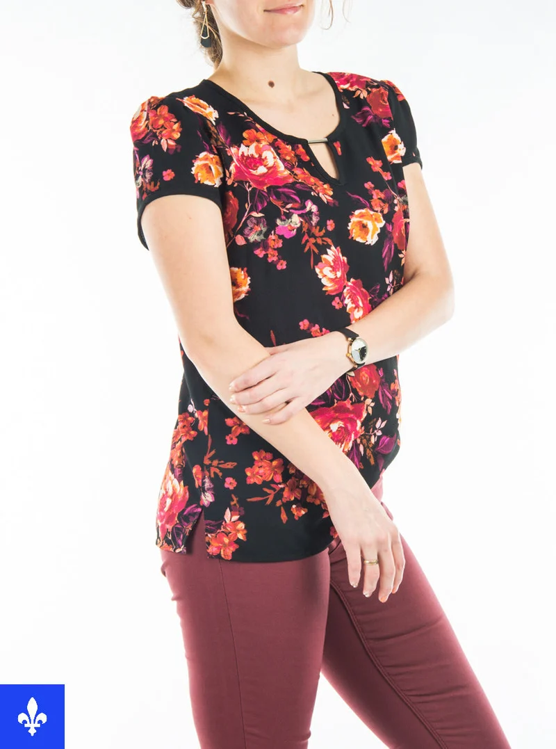 Blouse à motif floral | Fabriquée au Québec