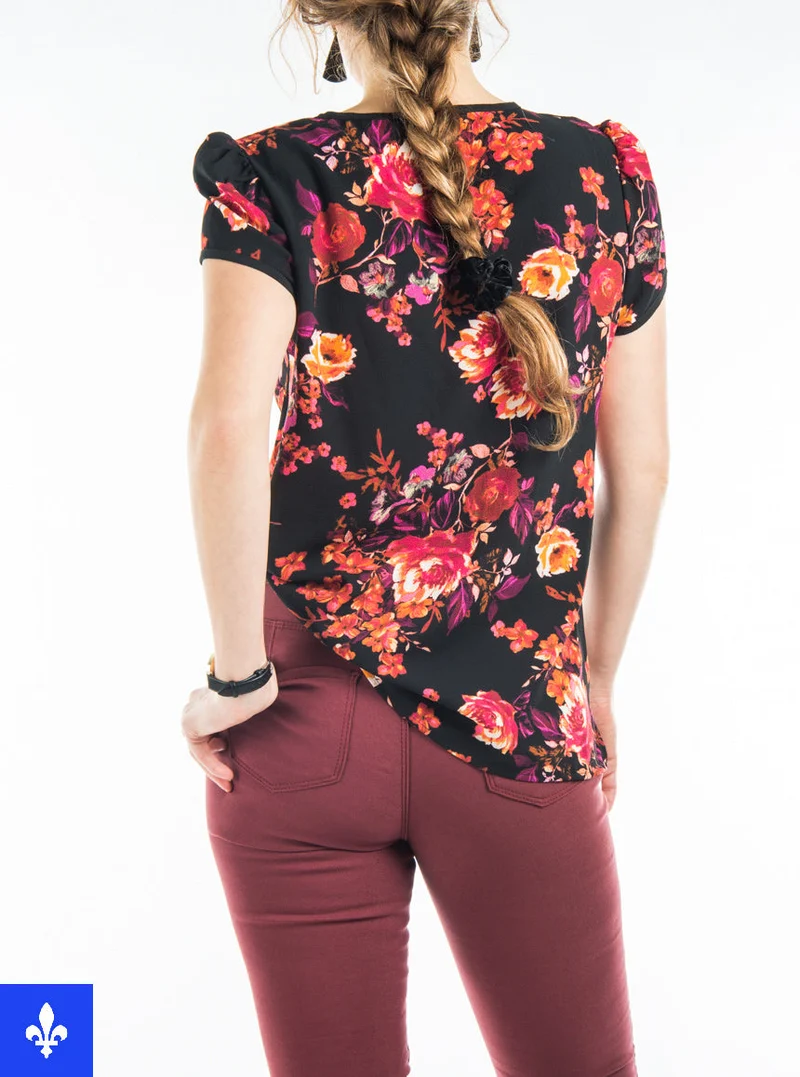 Blouse à motif floral | Fabriquée au Québec