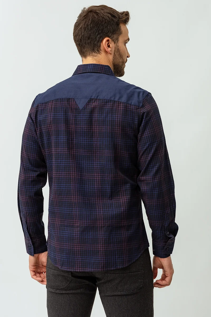 La chemise à carreaux bi-matière