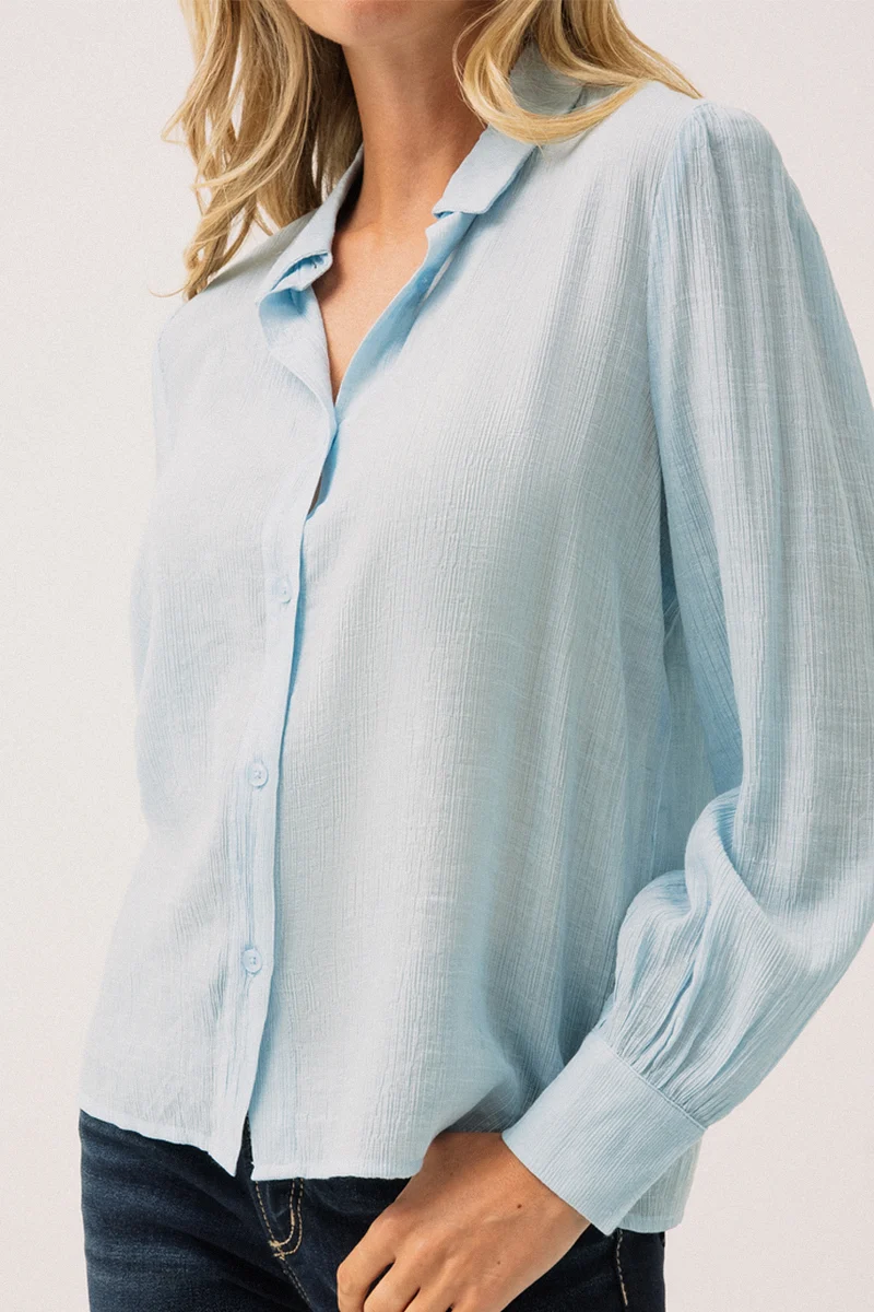 La chemise effet plissée bleu