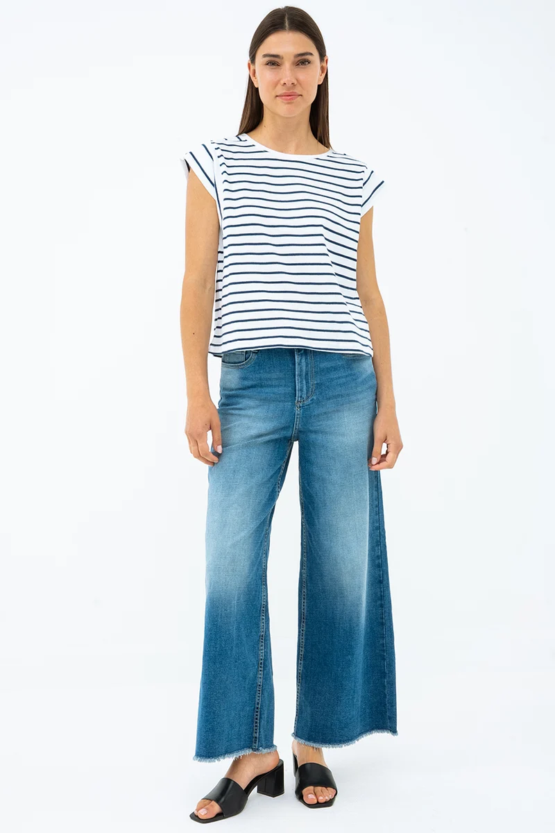 Le jeans court jambe large par Suko